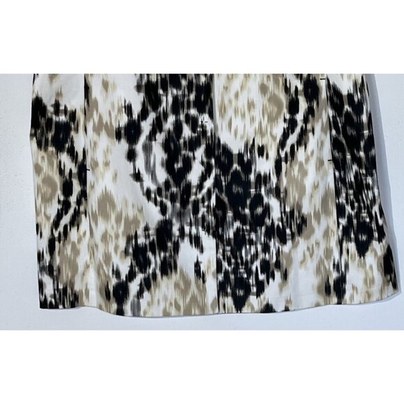 Tahari Beige Black Abstract Print Snaps Front Pockets Stretch Duster Coat - Picture 8 of 10